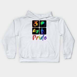 Disability Pride rainbow border Kids Hoodie